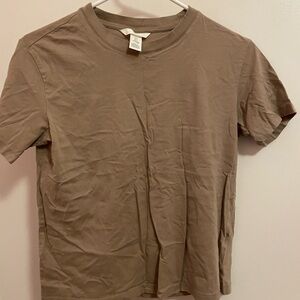 H&M Tan Short Sleeve Tee Classic Cotton Crew Neck